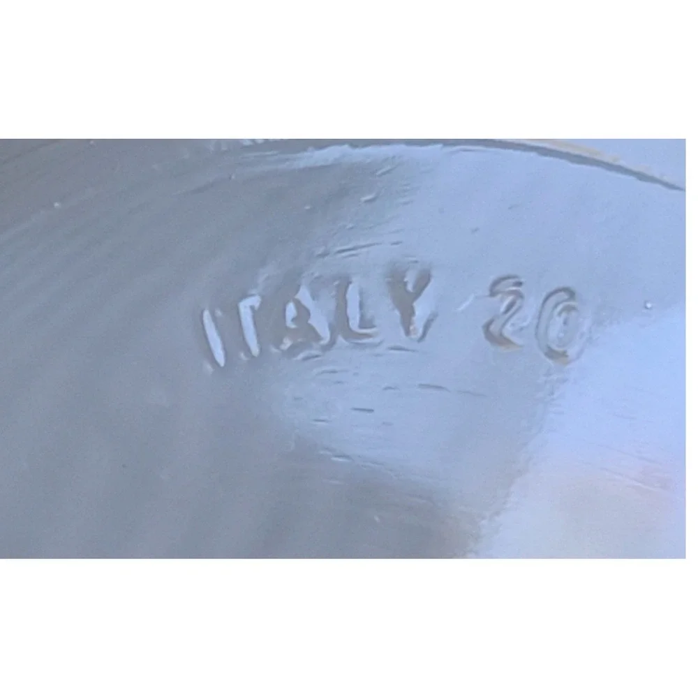 Vintage Made in Italy 1960's Clear Glass Ice Bucket Faceted Base Tab Handles